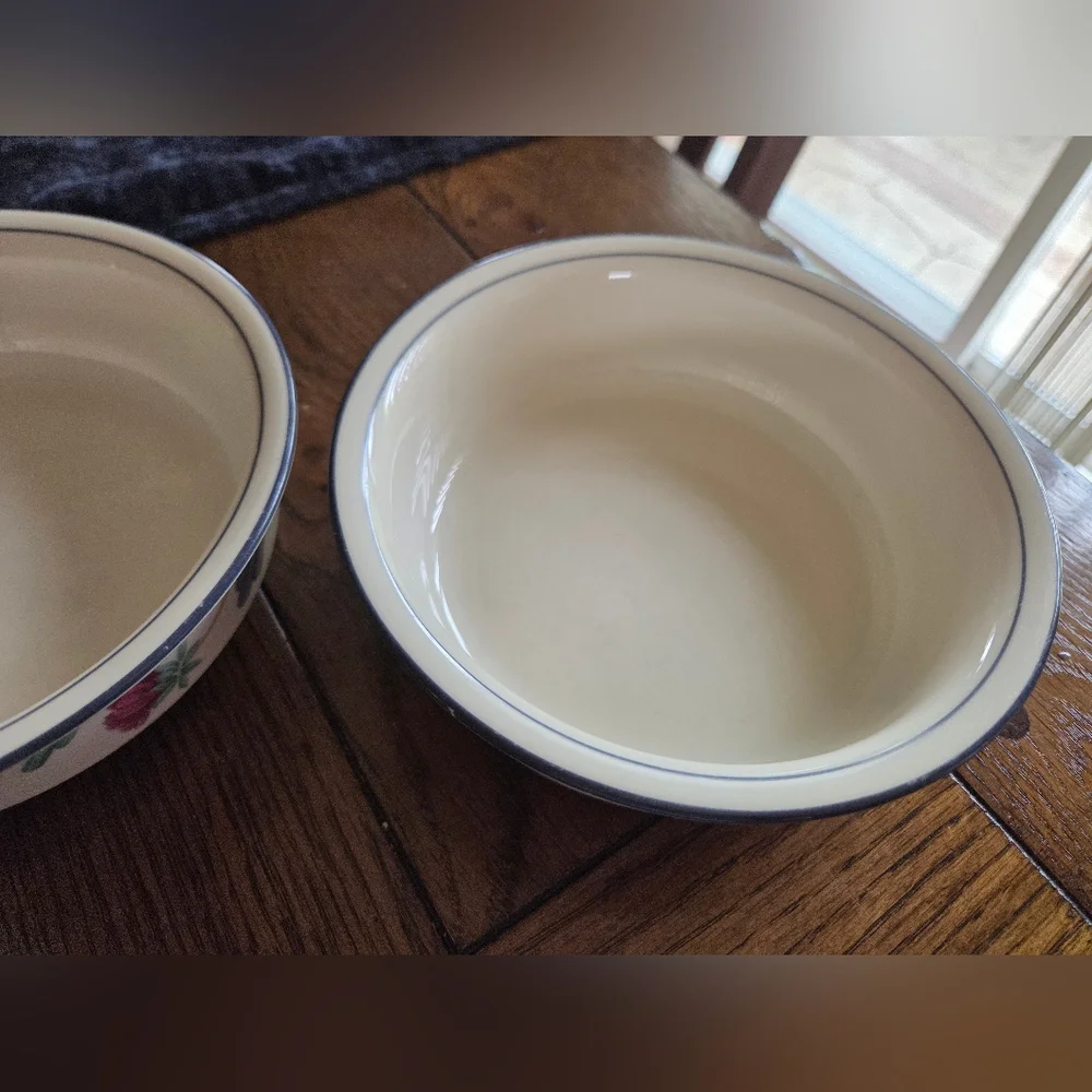 Lenox Chinastone Poppies On Blue Set Of 2 Soup/Cereal Bowls